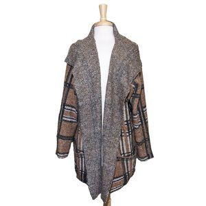 JOSEPH A. Trailway Plaid Open Cardigan/Sweater w/ Shawl Collar